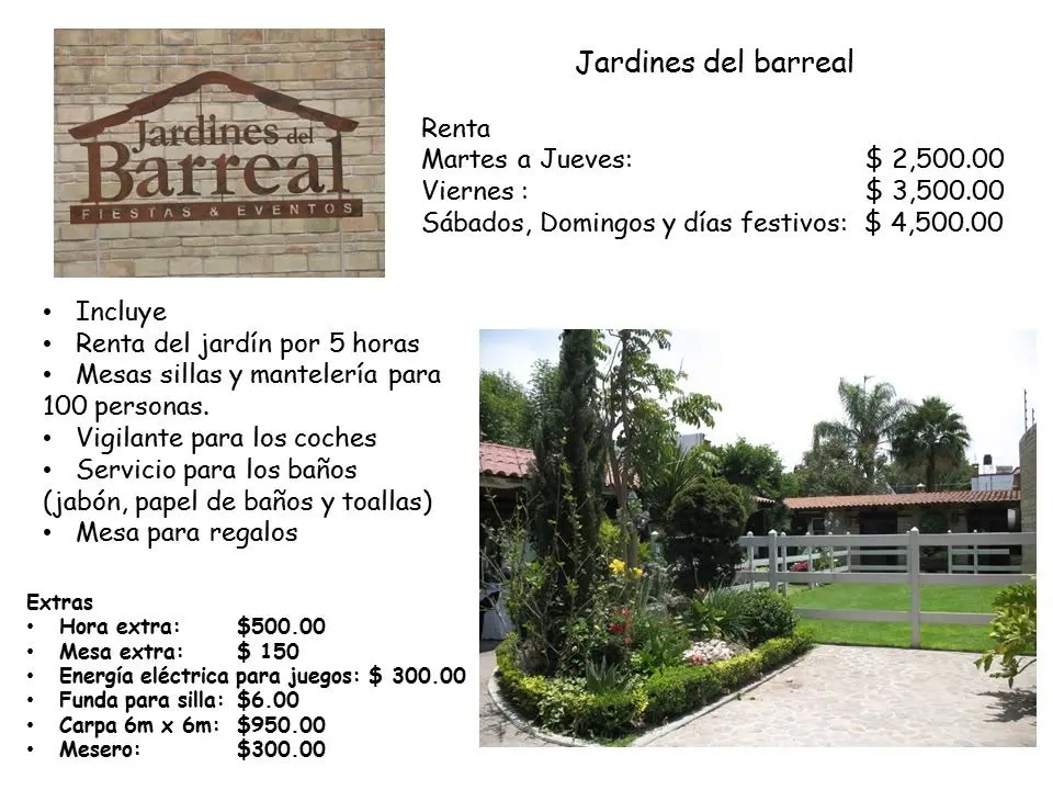 Jardines del Barreal FIESTAS Y EVENTOS